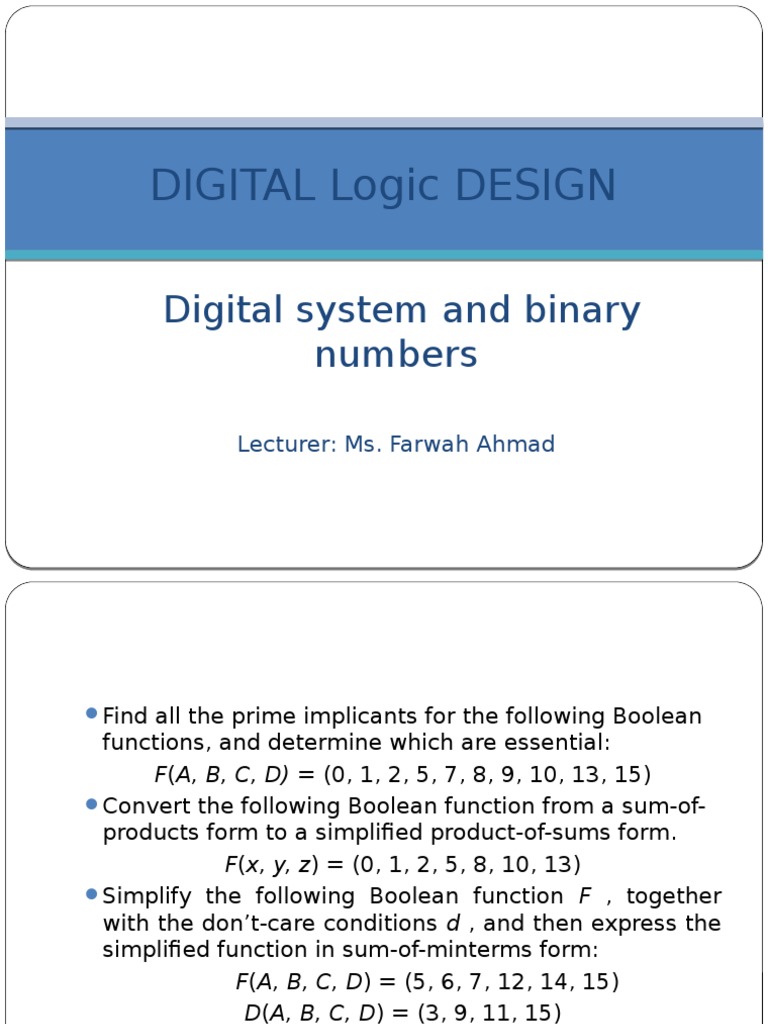 Digital Logic Design: Boolean Simplification | PDF | Technology ...