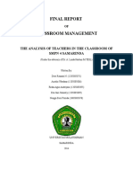 Final Report Classroom Management: The Analysis of Teachers in The Classroom of SMPN 4 Samarinda