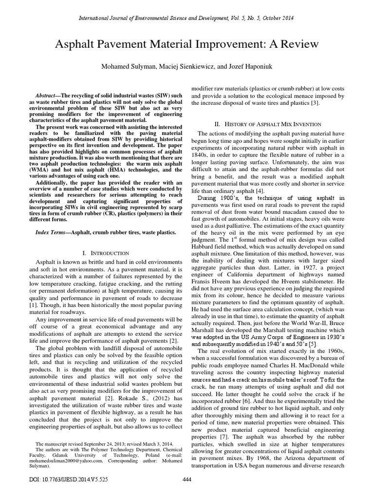 Asphalt Pavement Material Improvement A Review PDF | PDF | Road Surface ...