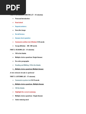 PTE Test Format