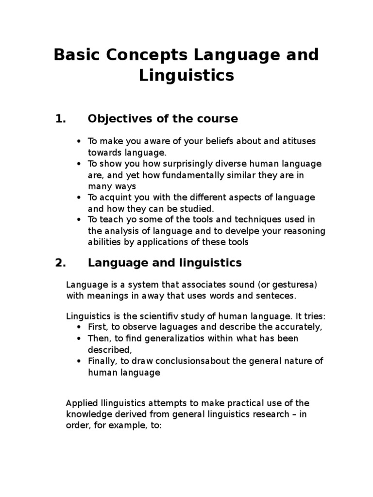 Basic Concepts in Language and Linguistics | PDF | Linguistics | Word