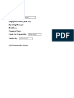 Employee Name: Project Name: Employee Location (Desk No.) : Reporting Manager: IP Address: Computer Name: Check List Prepared By: Verified by