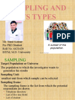 Sampling and Its Types: Mr. Sunil Kumar Pre PHD Student Roll No. 6421420 Ihtm, M.D. University
