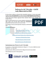 Power Relations in AC Circuits - GATE Study Material in PDF