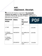 Rs.6L Payment Receipt for Flat 98, Block-B