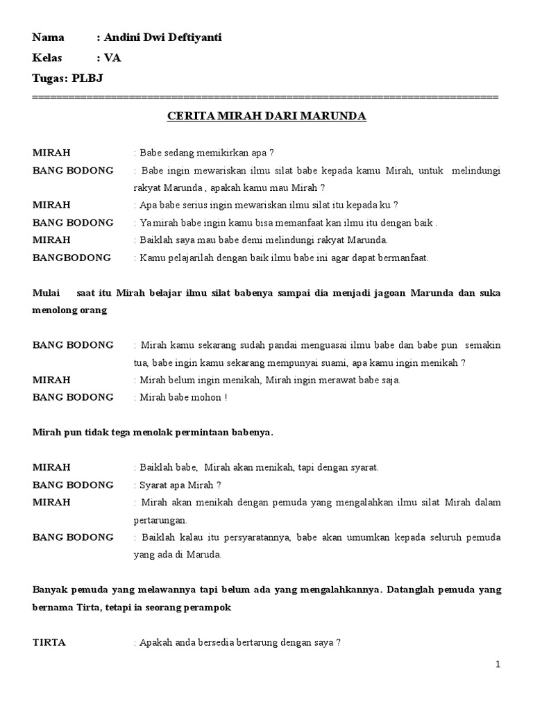 Cerita Si Mirah Dari Marunda