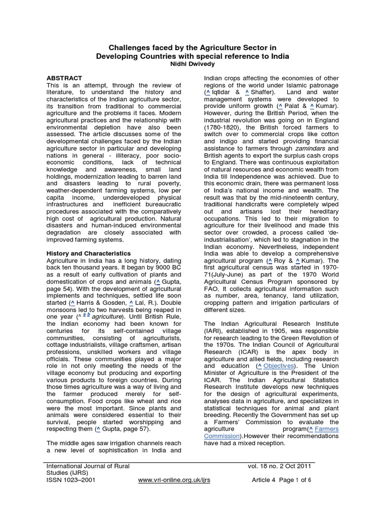 Challenges in Indian Agriculture Sector | PDF | Agriculture | Groundwater