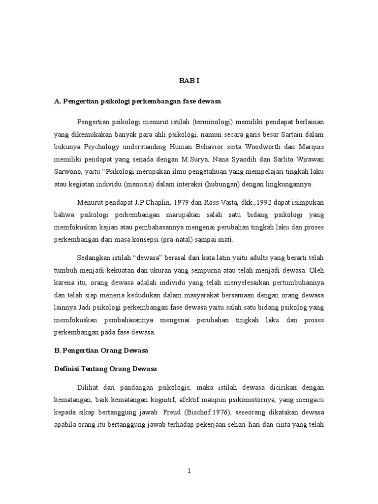 Perkembangan Psikologi Pada Masa Dewasa Pdf