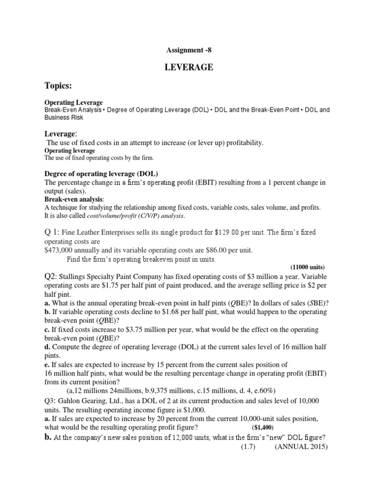 Leverage PDF Financial Economics Accounting