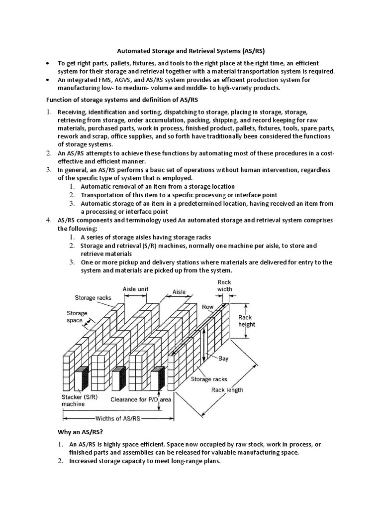 Asrs - FMS | PDF | Warehouse | Inventory