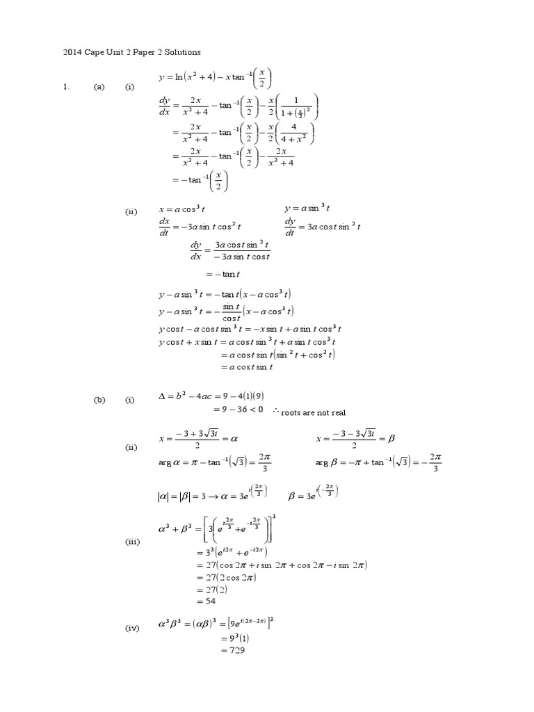 Cape Unit 2 Paper 2 Solutions 2014 | PDF