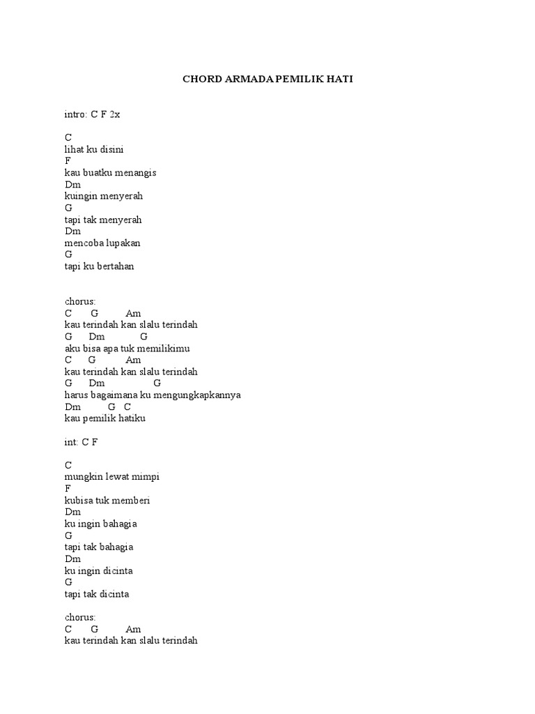 Chord Armada Pemilik Hati Pdf