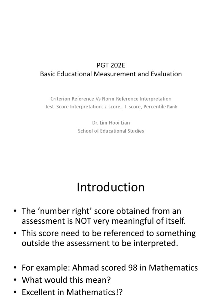 Score Interpretation in Education | PDF | Standardized Tests | Test ...