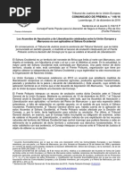 Comunicado de prensa Tribunal de Justicia Europeo (TJE) Acuerdo de Pesca UE-Marruecos. (Es)