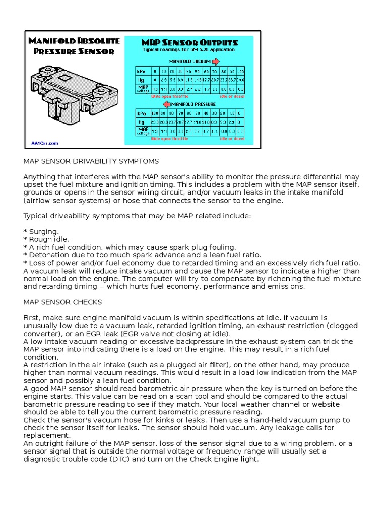 MAP Sensor Failure Symptoms Explained | PDF | Throttle | Machines