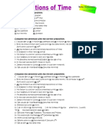 Ficha de Trabalho - Prepositions of Time (4) - SoluÃ Ã Es PDF