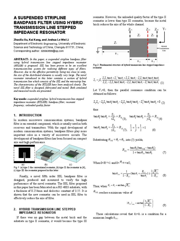 (MOTL) A Novel Suspended Stripline Bandpass Filter Using Hybrid