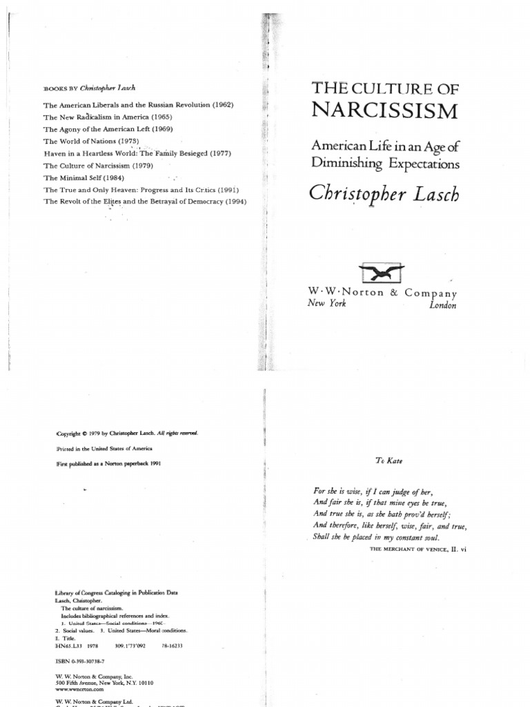 Christopher LASCH, "The Culture of Narcissism". PDF