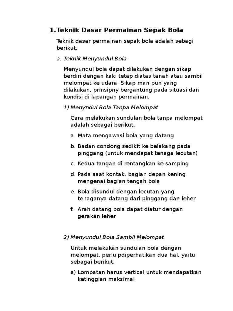 Teknik Dasar Permainan Sepak Bola Pdf