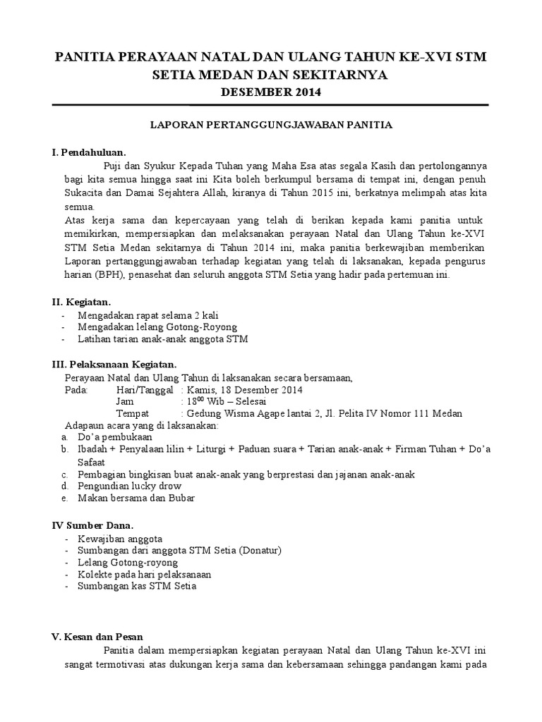 Paling Keren Penutup Lpj Kegiatan Natal Di Gereja Ide