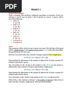 Project of Java For Matrices