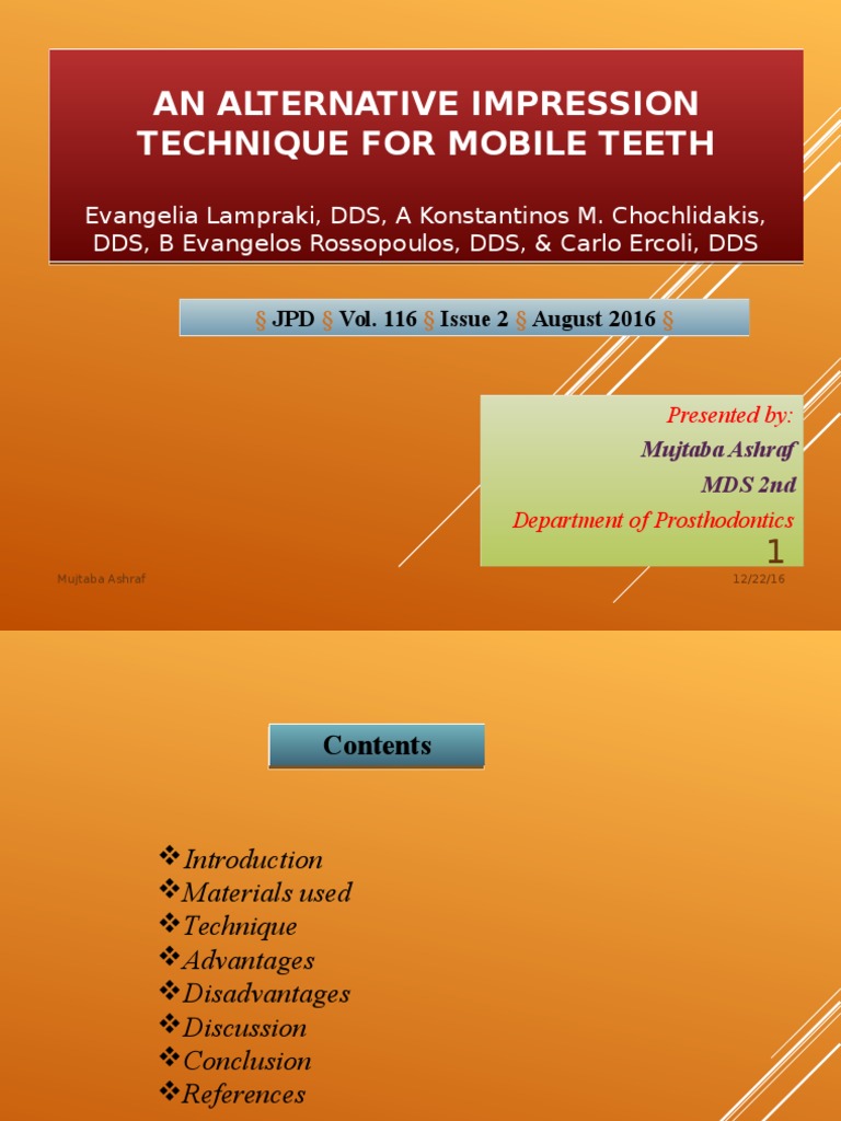 An Alternative Impression Technique For Mobile Teeth Download Free
