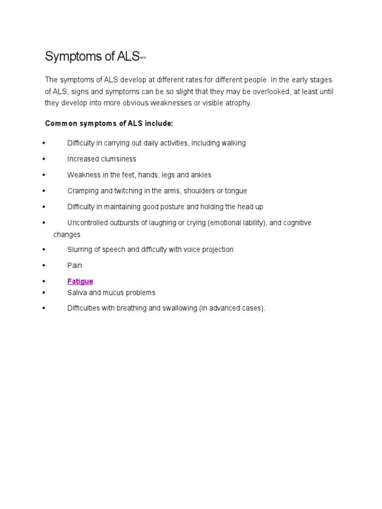 Common Symptoms of ALS Include | PDF
