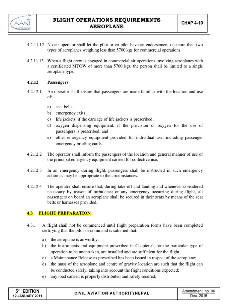 Flight Operations Requirements Overview | PDF | Airplane | Takeoff