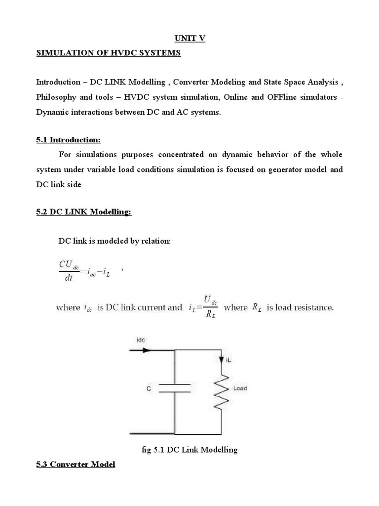 Unit 5 Simulation Of Hvdc System Pdf High Voltage Direct Current