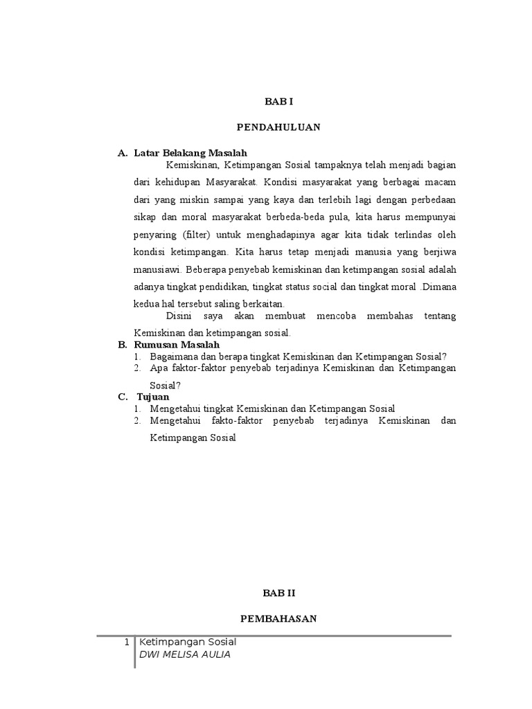 Makalah Ketimpangan Sosial