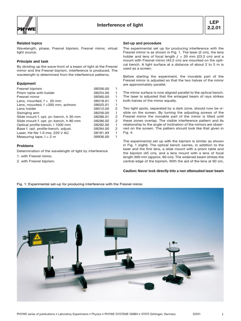 Interference Of Light Pdf Lens Optics Interference Wave