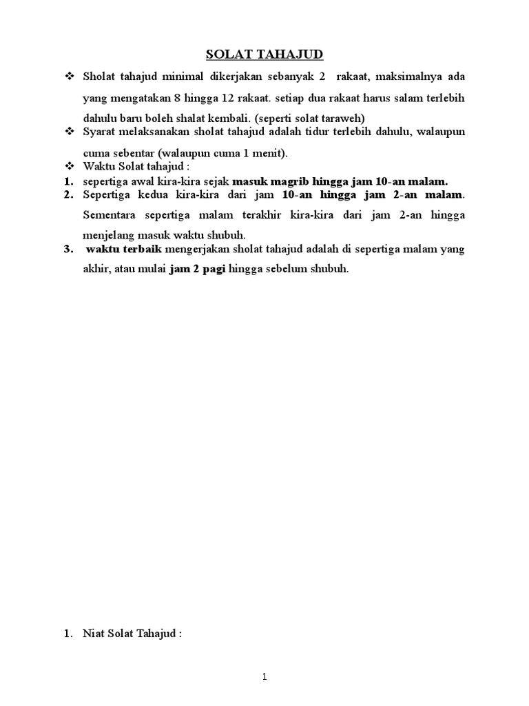 Niat Sholat Tahajud Jam 12 Mlm Celoteh Bijak