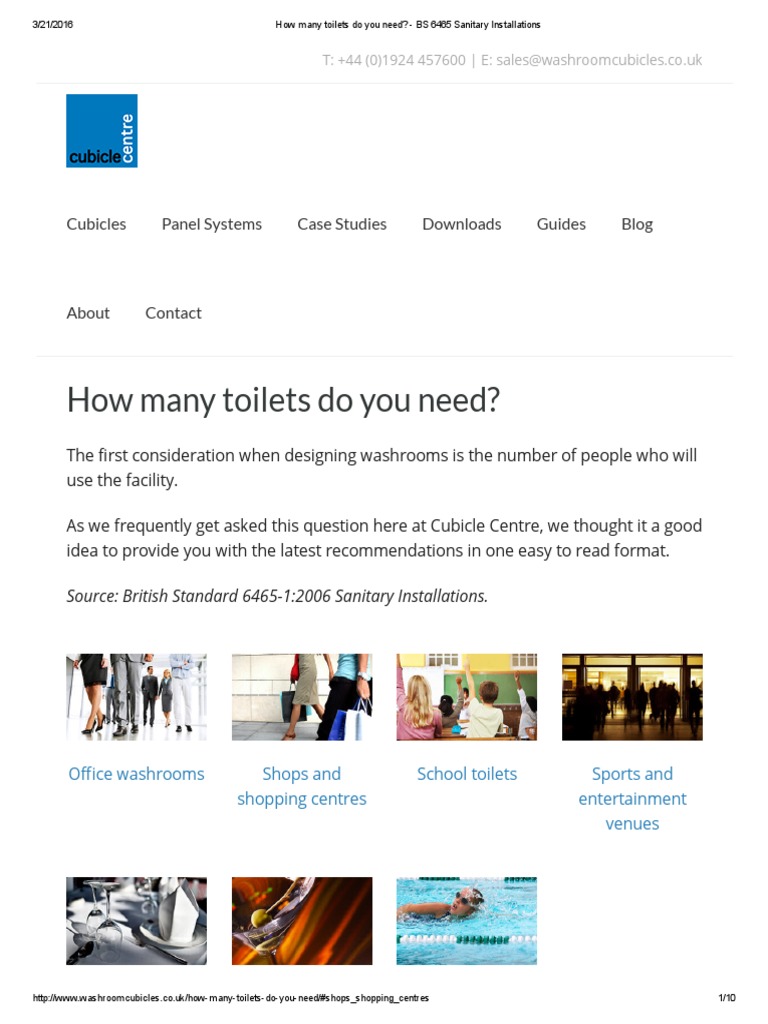How Many Toilets Do You Need BS 6465 Sanitary Installations PDF