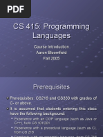 CS 415: Programming Languages