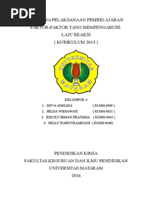 Rpp Kurikulum 2013 Faktor Laju Reaksi Revisi
