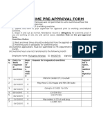 Overtime Pre-Approval Form: Overtime Provision: Employees Are Not Permitted To Work Overtime Without The