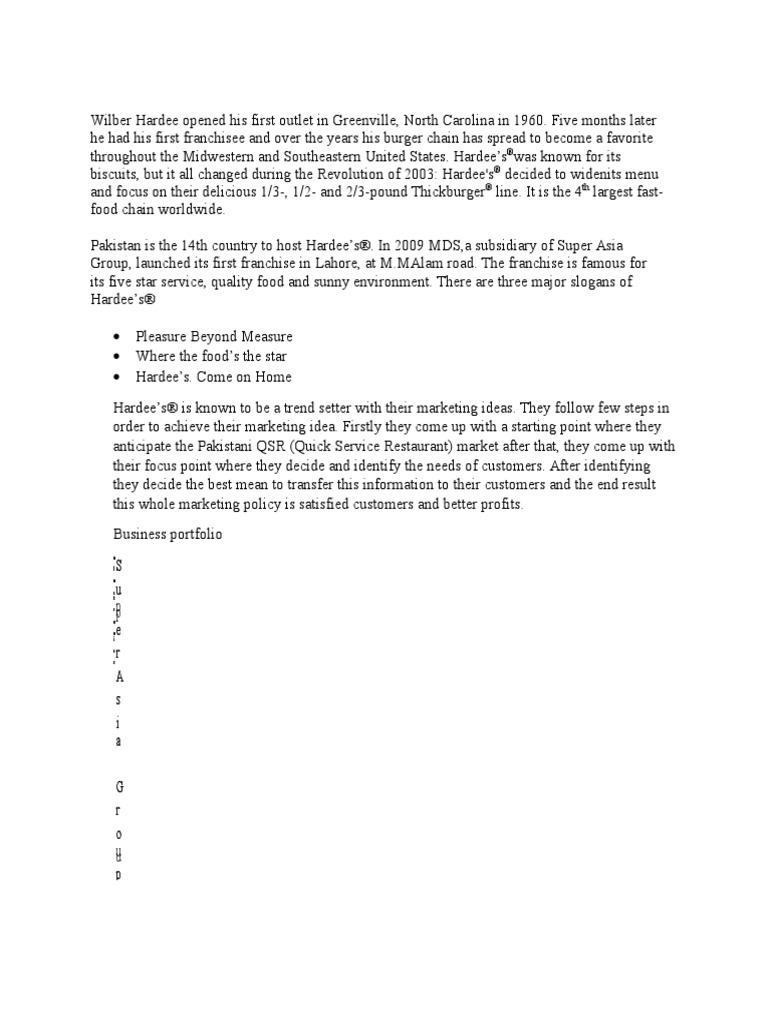 Hardees PDF Economies Business