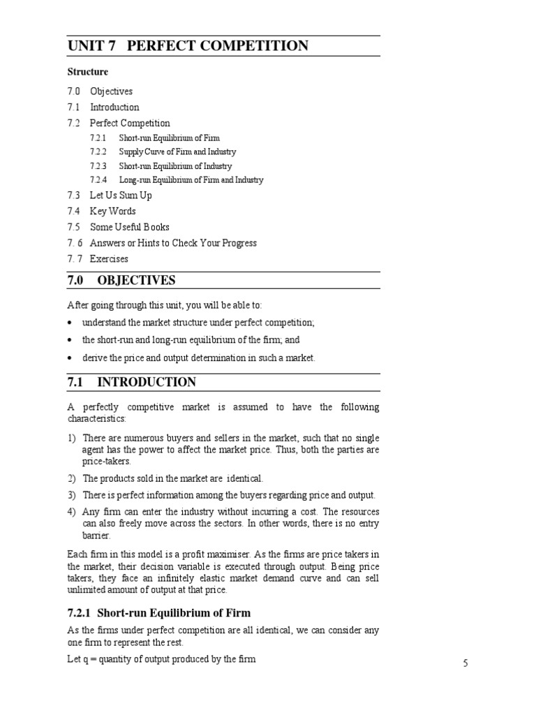 Unit 7 Perfect Competition Download Free Pdf Perfect Competition