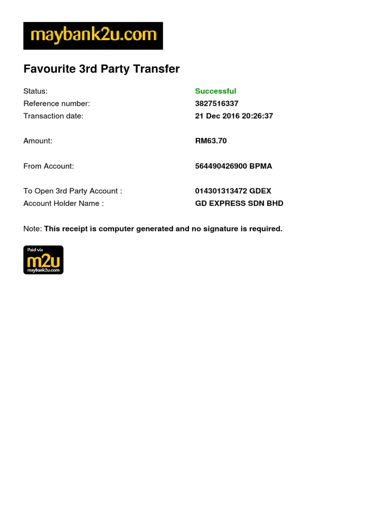 Successful Transfer Receipt | PDF | Finance & Money Management