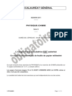 S Physique Chimie Obligatoire 2011 Metropole Sujet Officiel