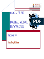 ES 623/ PE 610 Digital Signal Processing: Analog Filters