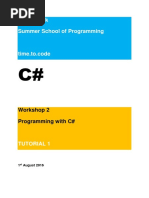 Code Clock Summer School of Programming: Workshop 2 Programming With C#