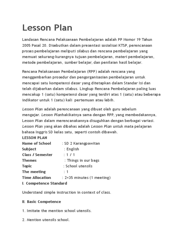Lesson Plan 2 Pdf Penilaian Pendidikan Rencana Belajar