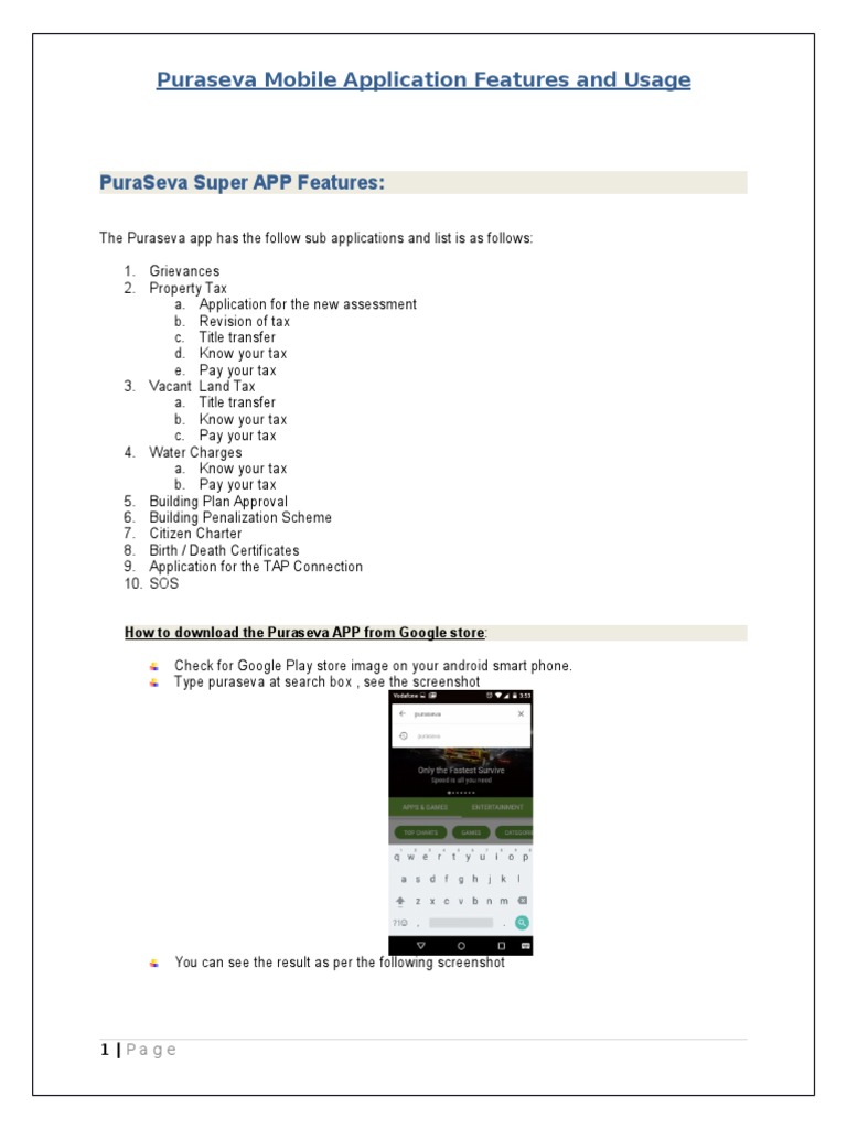 PuraSeva Super APP Documentation PDF Screenshot Mobile App
