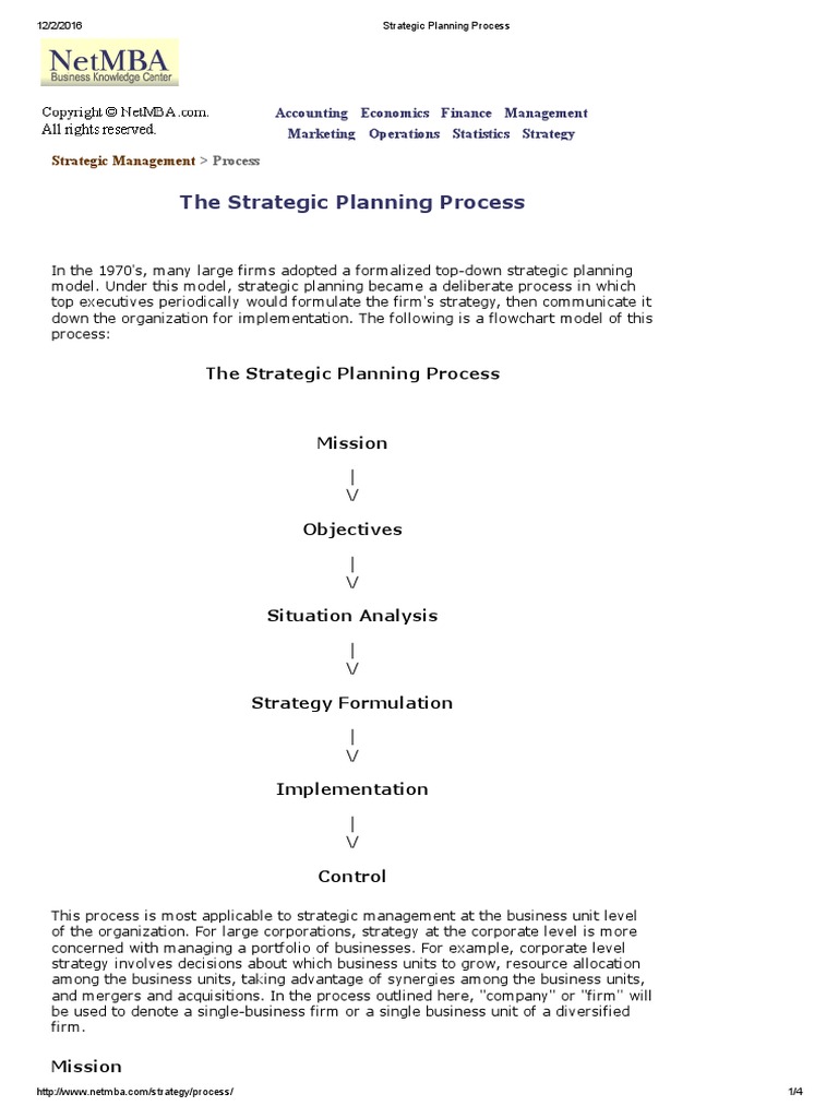 Strategic Planning Process | PDF | Strategic Management | Strategic