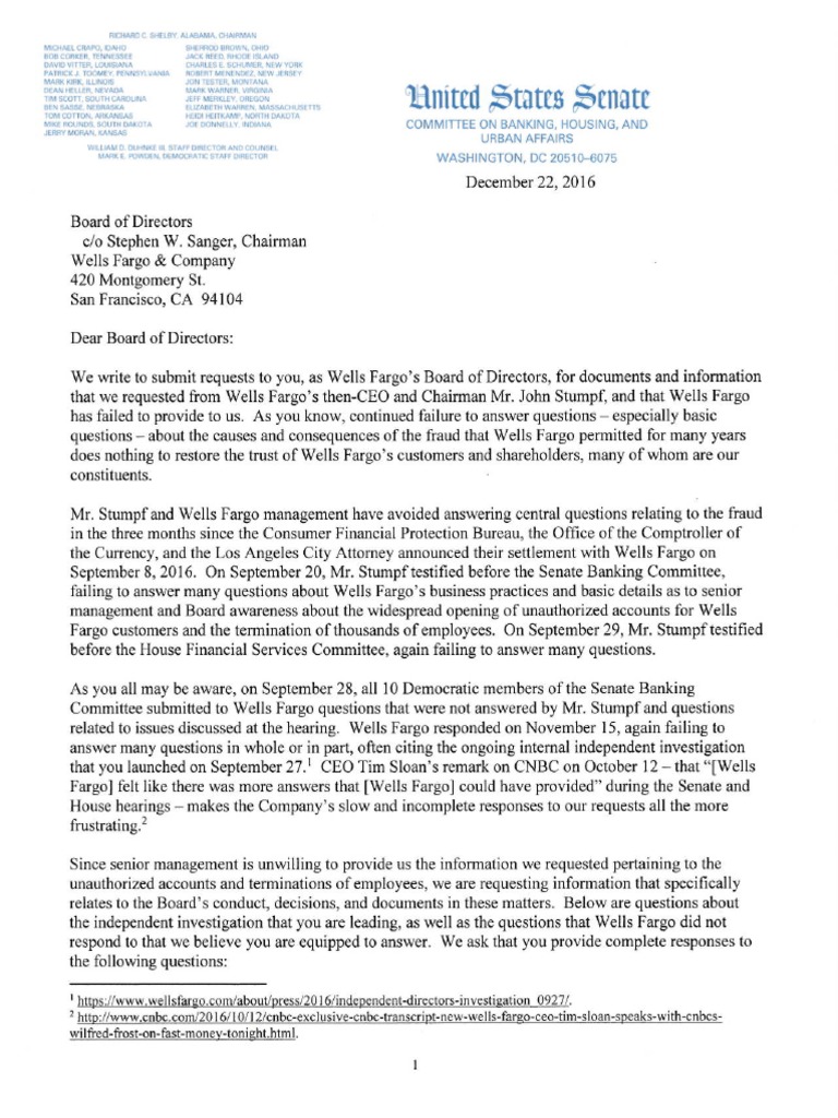 2016 12 22 - Letter To Wells Board | PDF