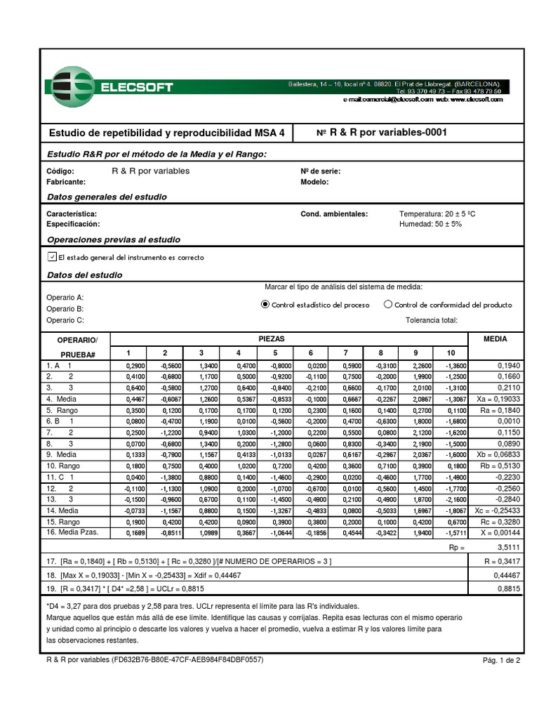 Estudio R&R MSA 4: Resultados y Análisis | PDF | Science | Ciencia ...