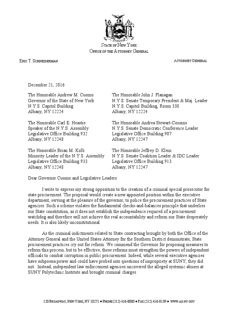 Letter Re Special Prosecutor. 12.21.2016 PDF | PDF | Law
