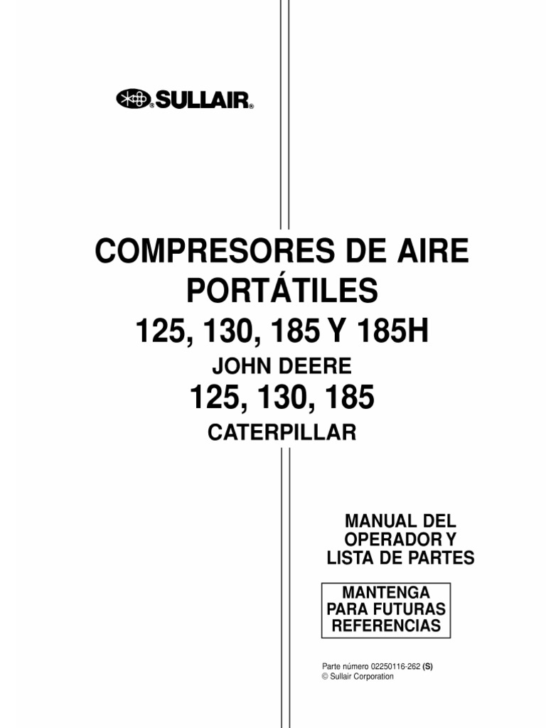 MANUAL DE OPERACION Y MANTENIMIENTO COMPRESOR SULLAIR 185 DPQ.pdf
