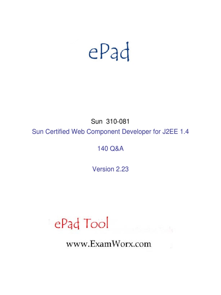 Sun Certified Web Component Developer For J2EE 1.4 140 Q&A | PDF | Java ...